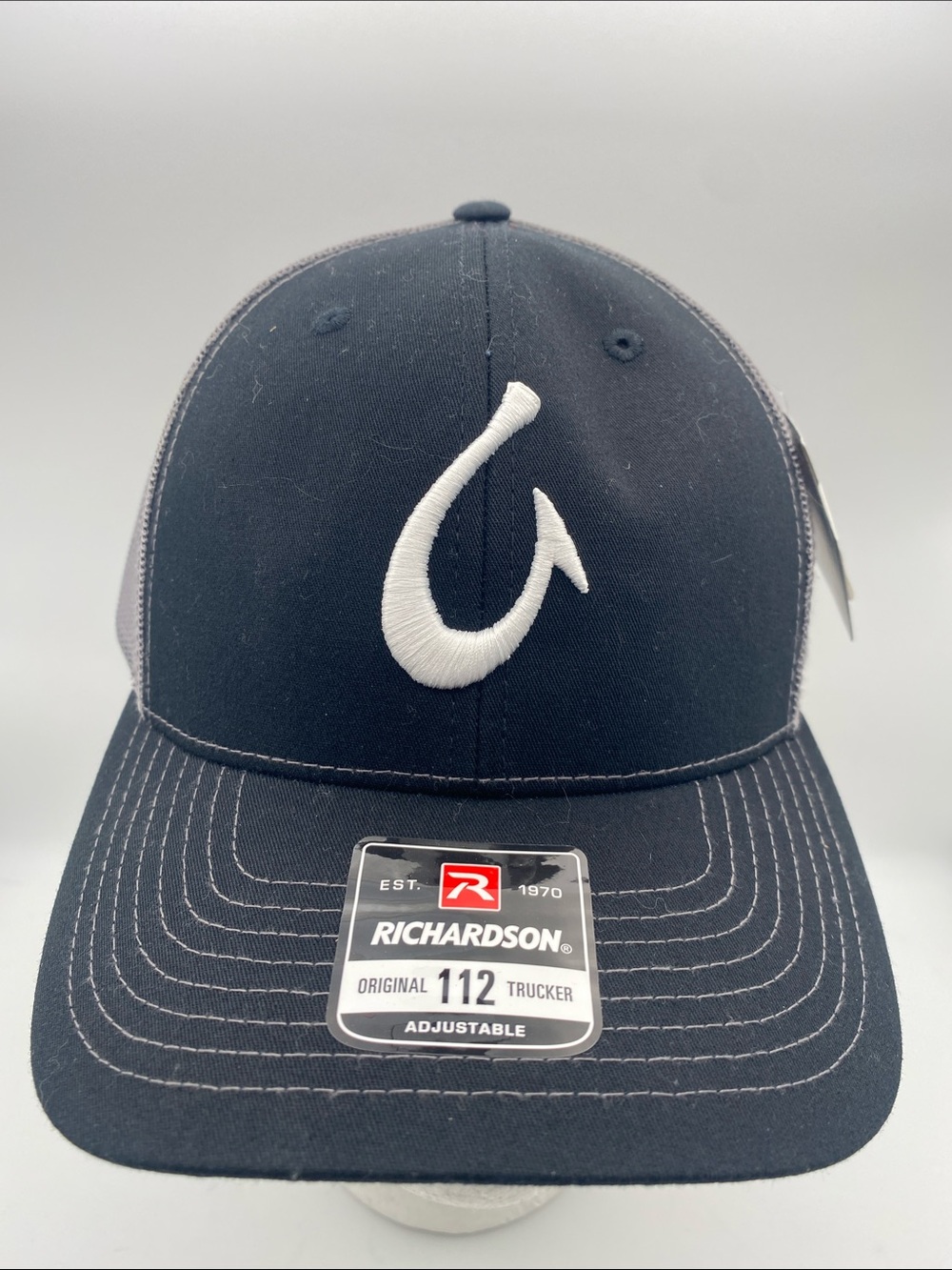 RICHARDSON Men's Black Trucker Hat with White Hook Logo